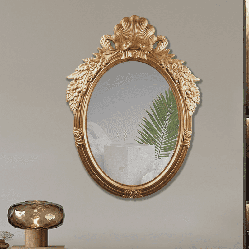 Vintage gold framed oval classic style mirror