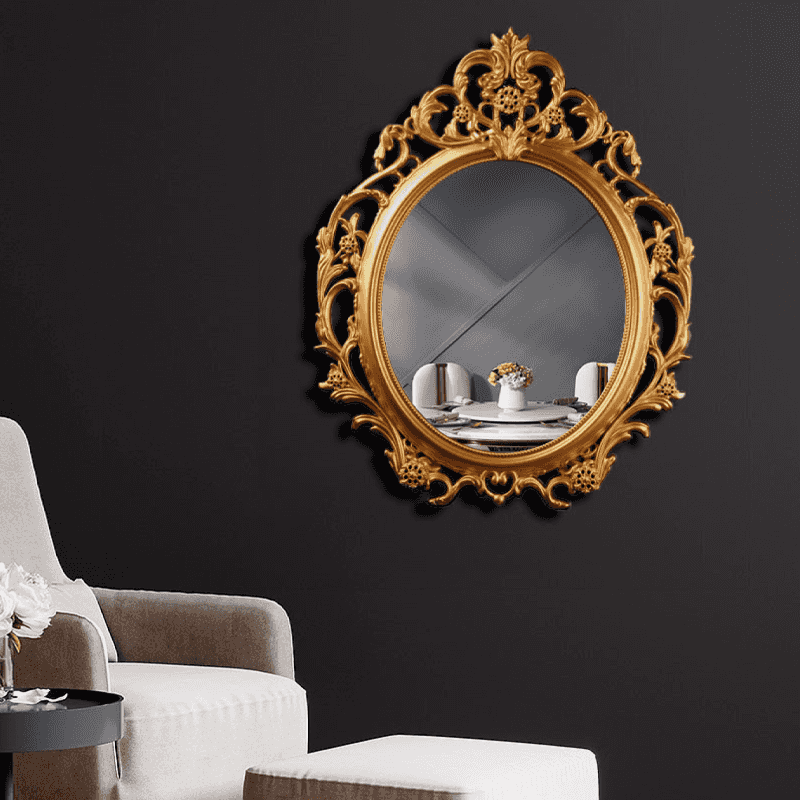 Retro gold round classic style mirror