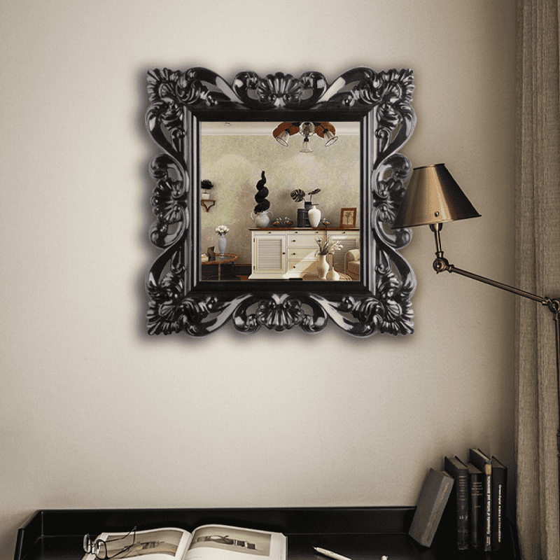 60cm black wall mounted classic style mirror