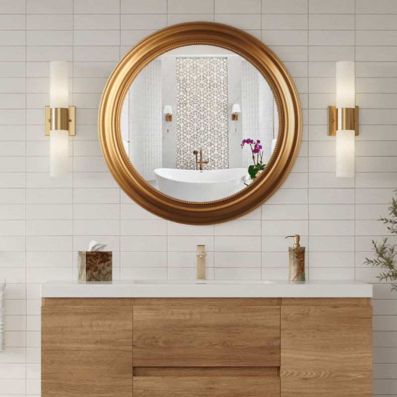 80cm Golden bathroom round mirror