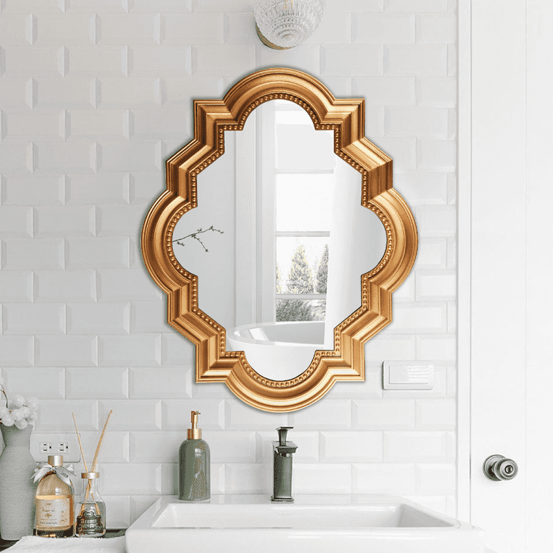 Gold bathroom wall mounted classic style mirror