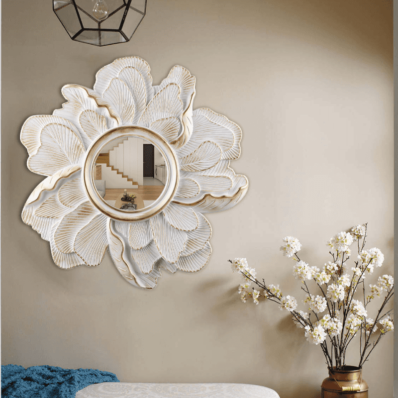White floral ornaments classic style mirror