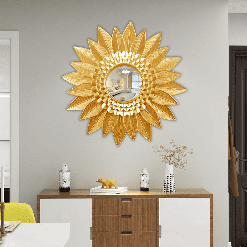 80cm gold round sunflower classic style mirror