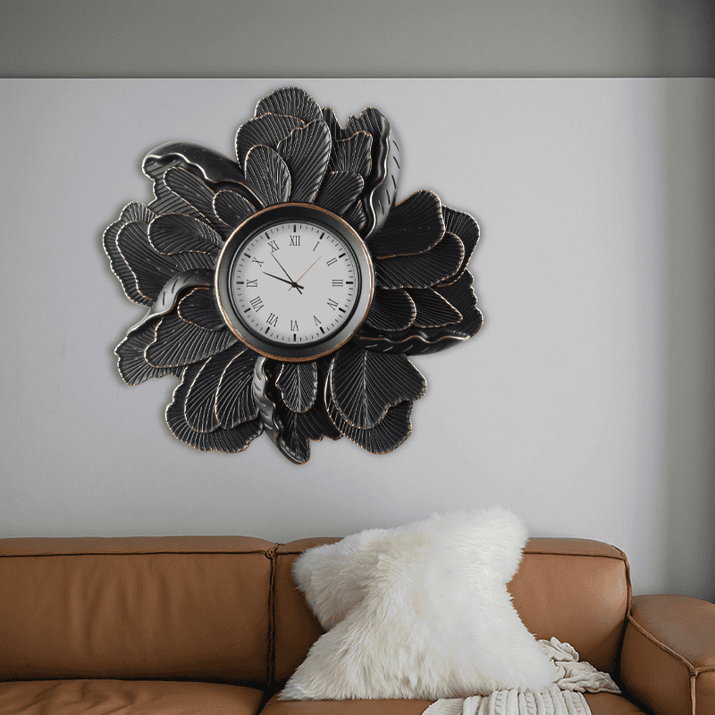 Bronze flower frame wall decor clock