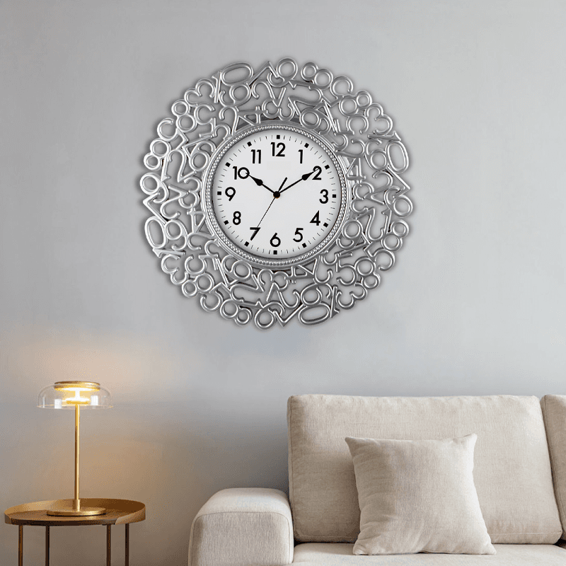 59cm silver number frame wall decor clock