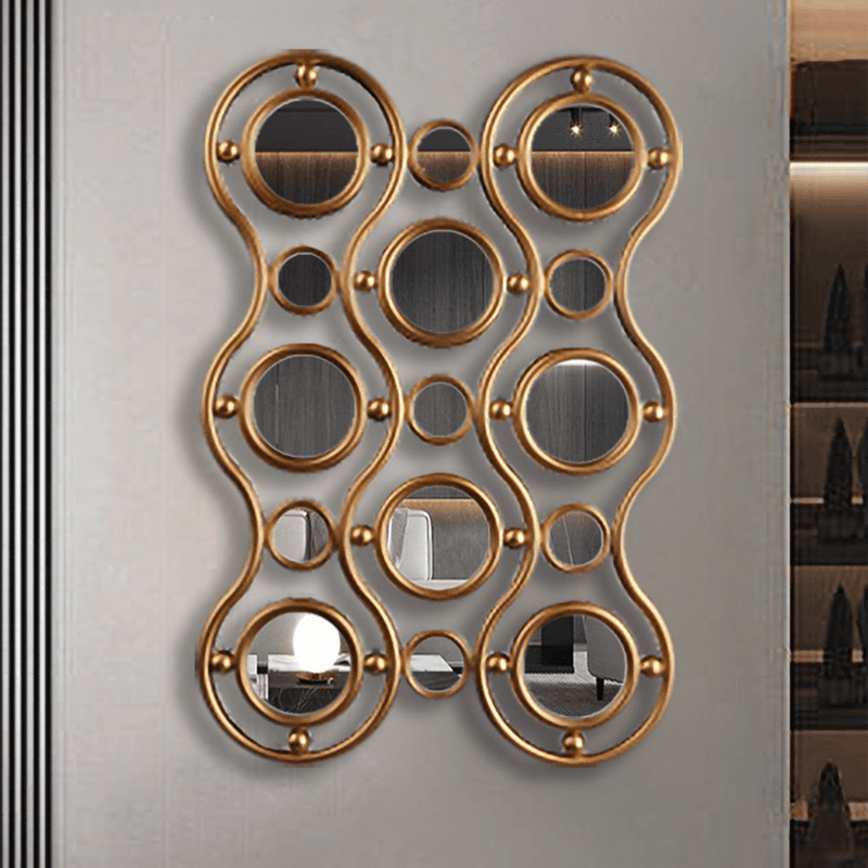 Gold multiple circle wall decor mirror
