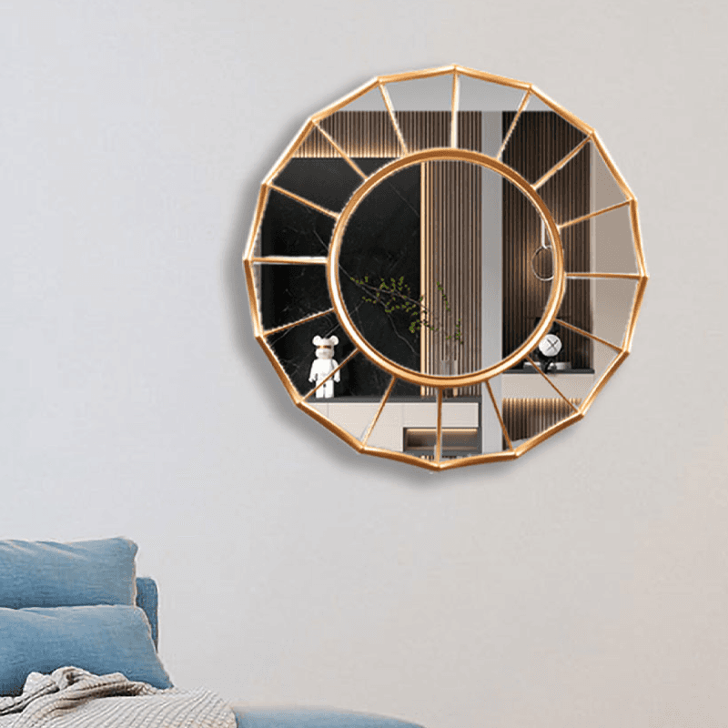 54cm gold round frame wall decor mirror