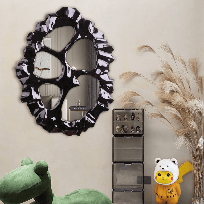 Black stone wall decor mirror