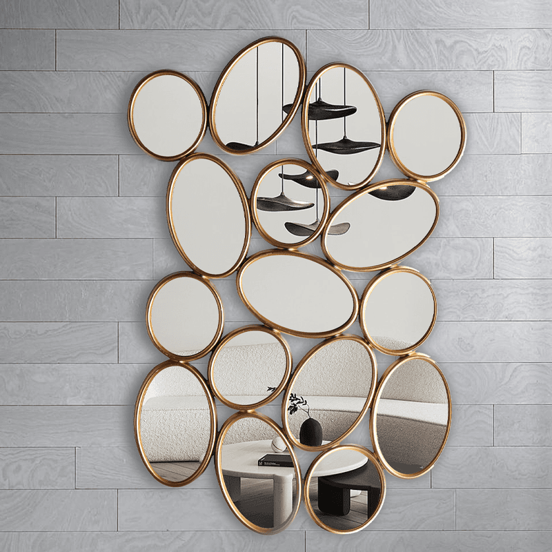 Gold bubble wall decor mirror
