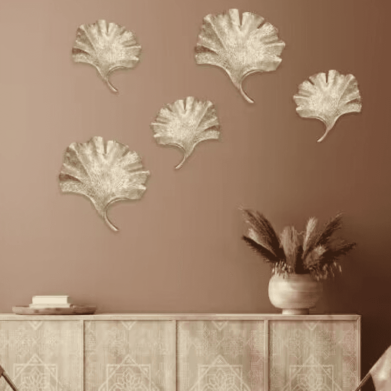 Golden ginkgo leaf wall decor