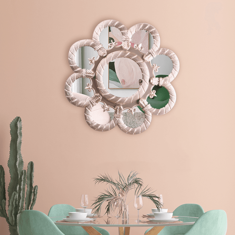 60cm rose gold floral wall decor mirror
