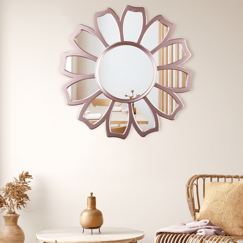 59cm copper flower shape wall decor mirror