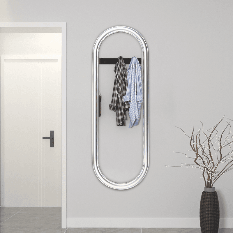 Silver wall mounted dress mirror