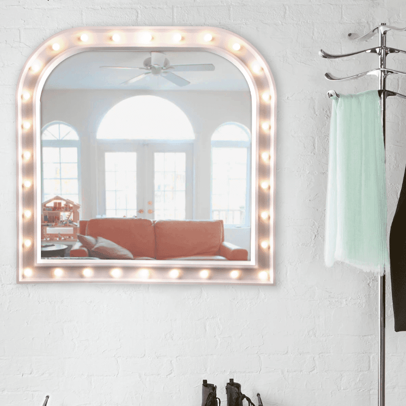 White wall mounted led vanity mirror