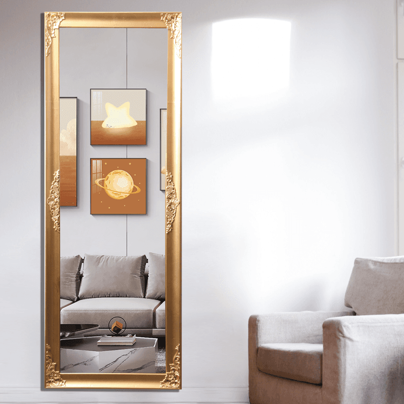 Golden rectangular dress mirror