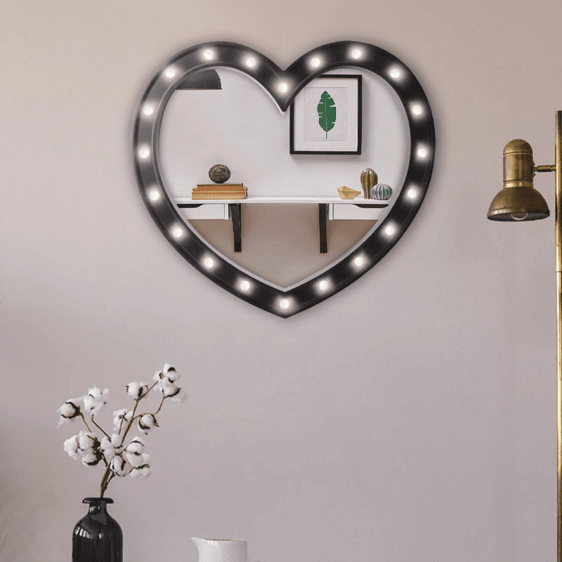Black love led decorative mirror