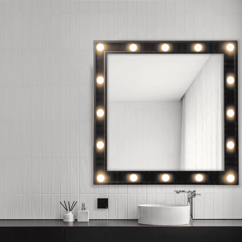 40cm black led vanity mirror