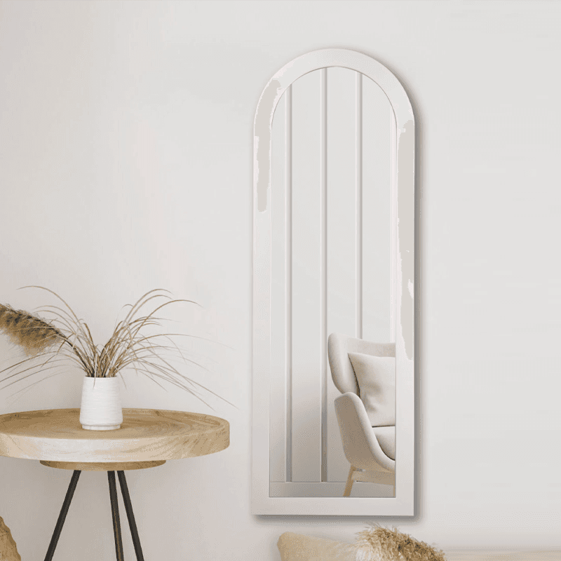 Silver arched dress mirror