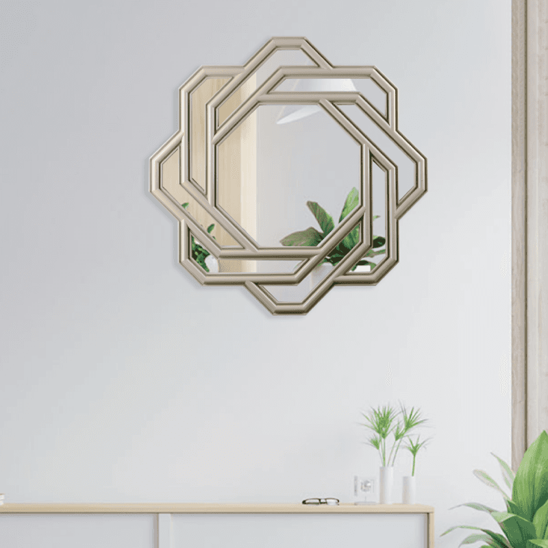 68cm silver octagonal wall modern mirror