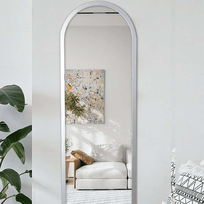 Gray distressed wall mounted dress mirror