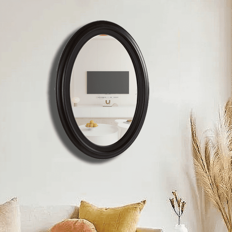 Black frame oval modern mirror