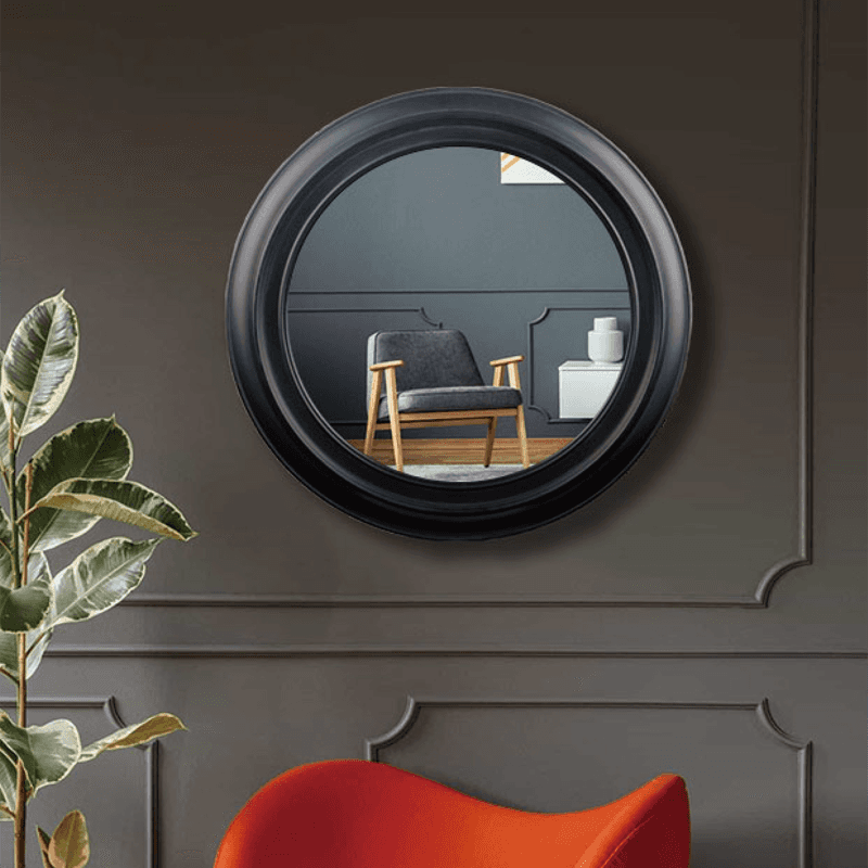 55cm black round frame modern mirror