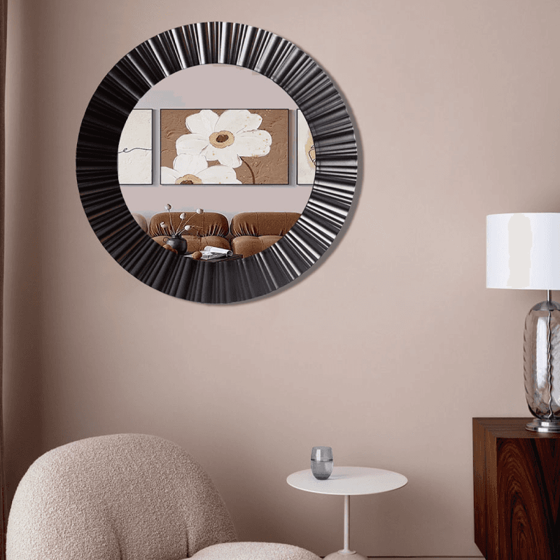 51cm black round wall decoration modern mirror