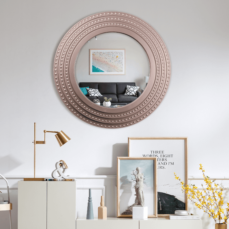 55cm champagne round framed modern mirror
