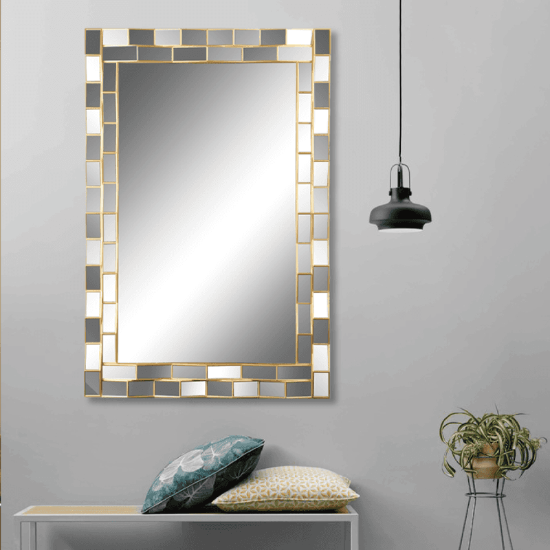 Rectangular wall mounted mirror on frame mirror