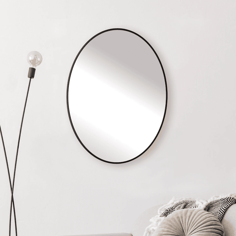 Oval profile slim bathroom mirror