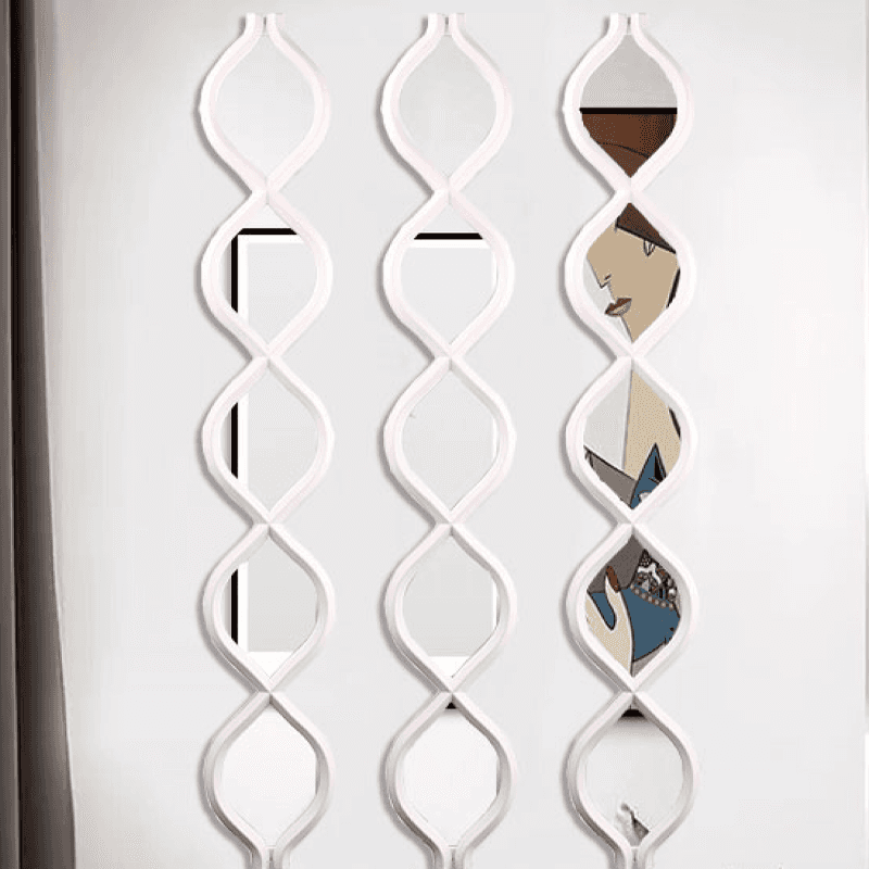 White teardrop shaped wall decorative mirror set