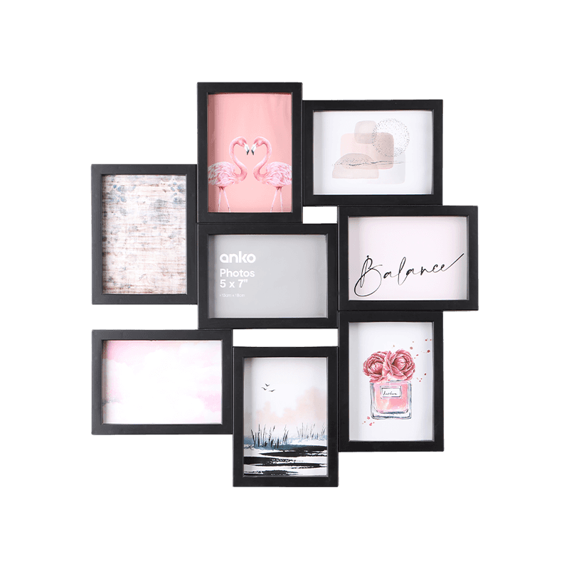 Classic collage picture frames 8 pictures black 